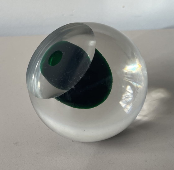 Image 1 of Murano - Vintage handgeblazen donkergroen glasobject