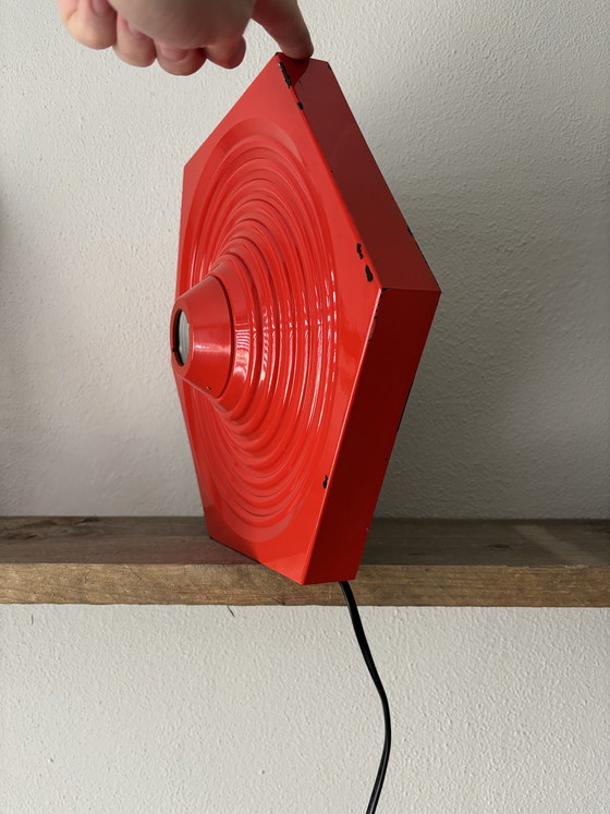 Image 1 of Lampada da parete vintage rossa GDR dal design spaziale VEB Leuchtenbau
