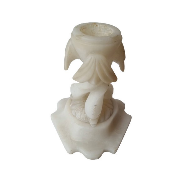 Image 1 of Antique alabaster tea light holder on base