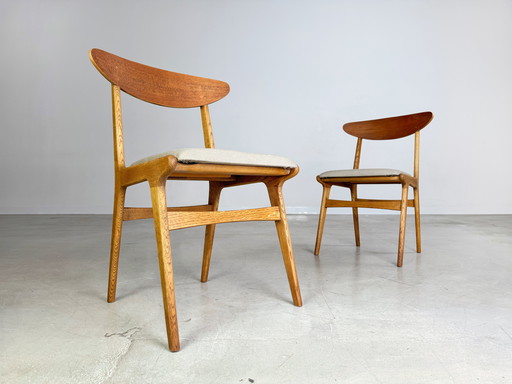 Lot de 2 chaises originales Midcentury en chêne Vintage danish design 1960