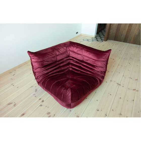 Image 1 of Togo vintage living room set in burgundy velvet by Michel Ducaroy for Ligne Roset, France 1970