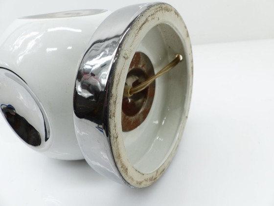 Base lampada Space Age in ceramica bianca e cromo - 1970 – Lampade da tavolo (photo 6 of 7)