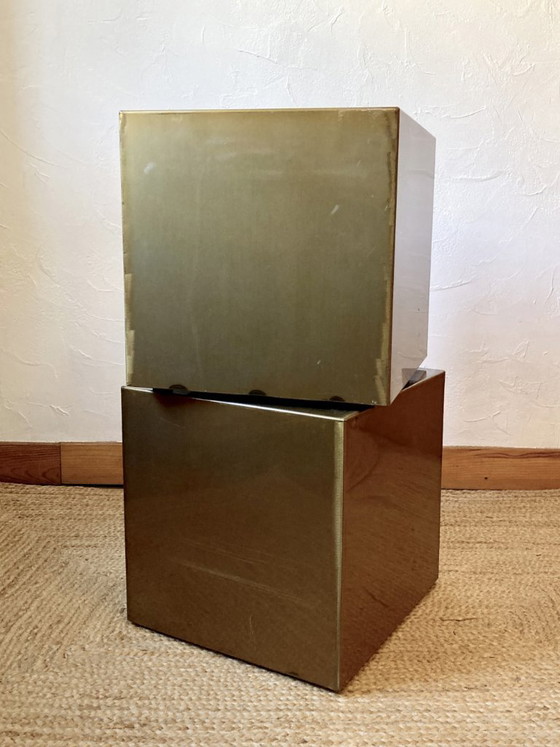 Image 1 of Electro-galvanized metal seat, brass effect. Pharrell Williams / Louis Vuitton fashion show, 2024