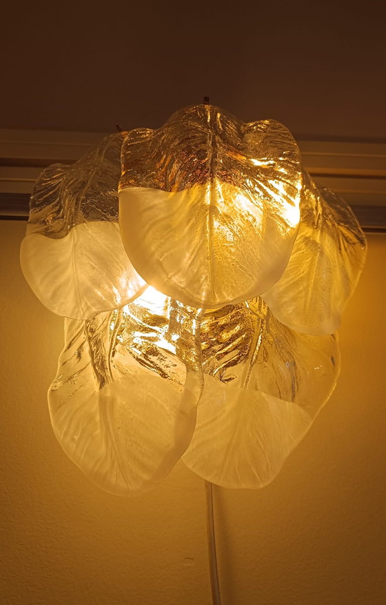 Image 1 of Mazzega Vintage Blad Wandlamp — Murano Glas (Italië, jaren 70) Gemaakt in Italië