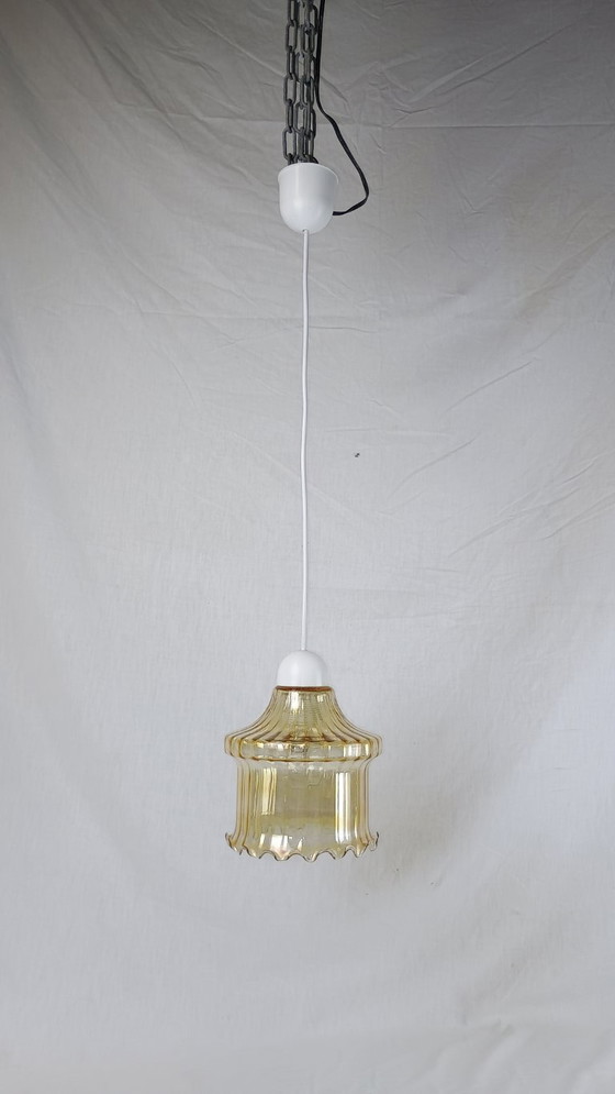 Image 1 of Venini Murano glazen hanglamp, Mid Century UFO, Space Age Atomic kroonluchter, vintage Italiaanse hanglamp, jaren 50