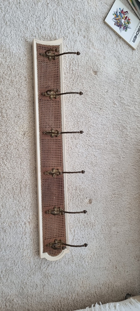 Antique Standing Mirror with Separate Coat Rack – Wicker, Metal (photo 5 of 5)