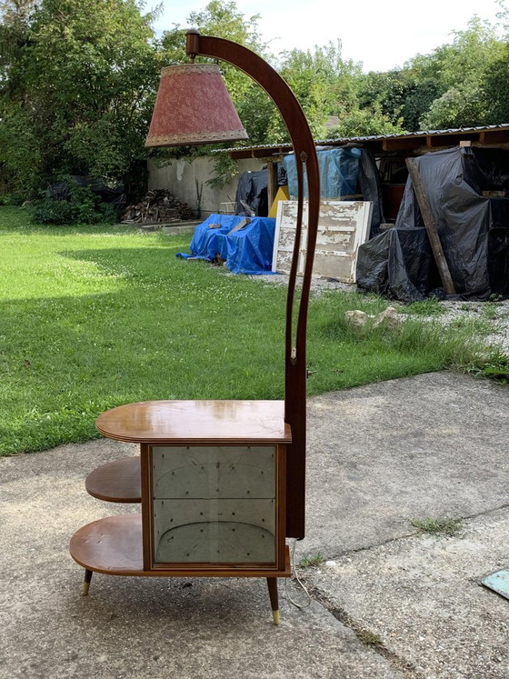 Mobile bar cocktail in noce con luce di Wilhelm Krechlok Kg, anni '50 – Ottone, Art Deco (photo 3 of 8)