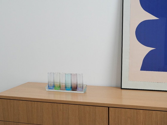 Image 1 of Set di bicchieri con vassoio, design italiano, anni '70, prodotto in Italia