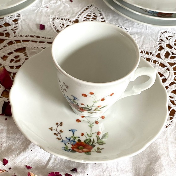 Image 1 of 6 antiche tazzine da caffè espresso in porcellana di Chauvigny