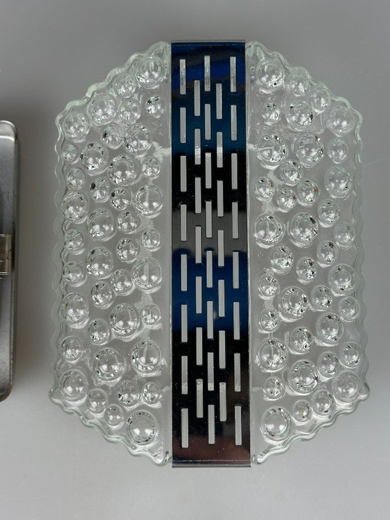 Image 1 of 60s 70s Bubble Wall Lamp Chrome & Glass Space Age by Hustadt Leuchten
