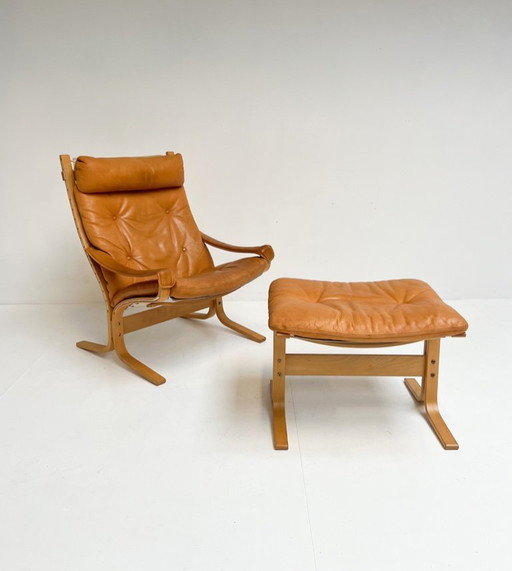 Siësta fauteuil met voetenbank van Ingmar Relling voor Westnofa, 1970's