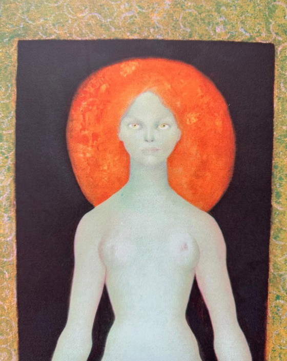 Image 1 of Leonor Fini - Rare print, woman holding flowers