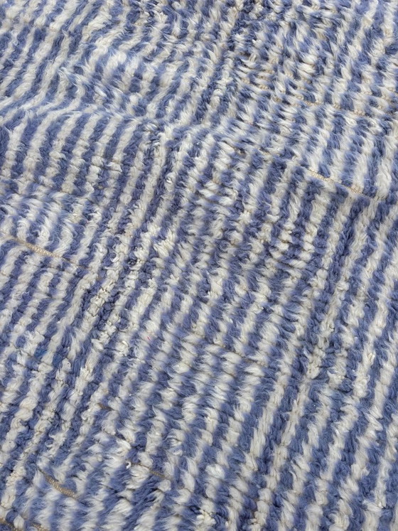 Image 1 of Moroccan Beni Ouarain Rug 200x310 cm Handmade Wool Rug Large Blue White Berber Carpet Free Shipping Hand Knotted Atlas Mountains