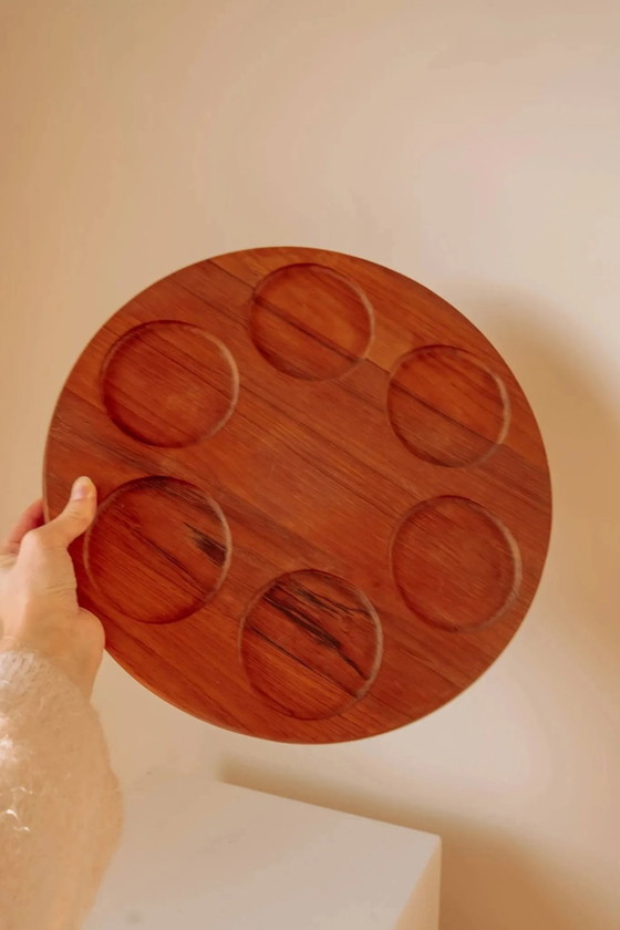 Rotating aperitif platter "Lazy Susan" in teak – Table accessories, Vintage (photo 8 of 8)