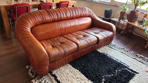Divano in pelle a 3 posti di George Bighinello (Italia, anni '70)