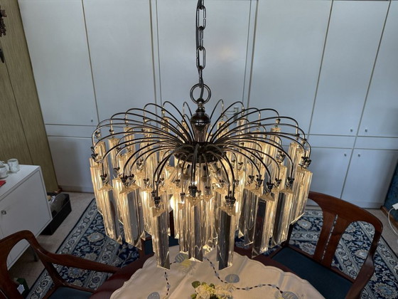 Lustre vintage avec 80 cristaux et pièces de rechange – Glass, Chrome (photo 4 of 6)