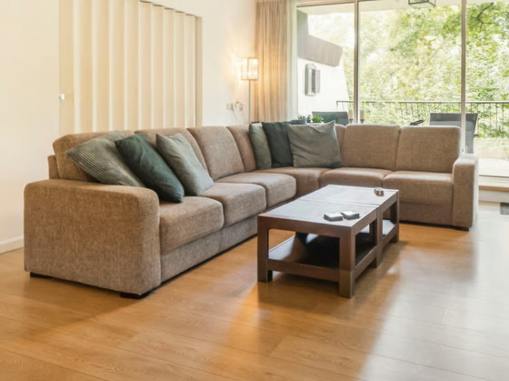 Image 1 of Sofá esquinero de tela de 3/esquinas/2 plazas Gris