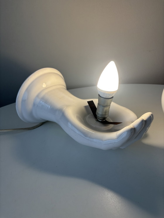 Image 1 of Vintage white Delft hand lamp with globe (marked)