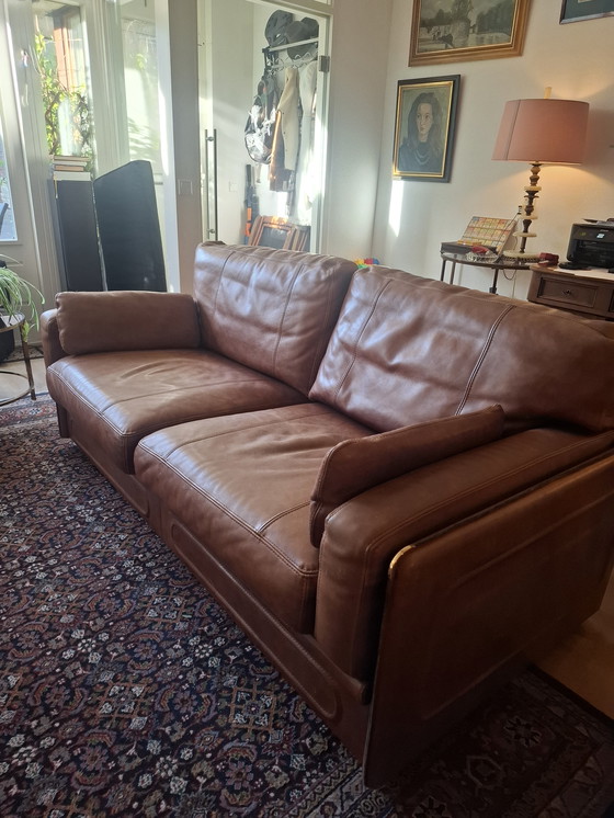 Image 1 of Baxter cognac leather sofa with two armchairs