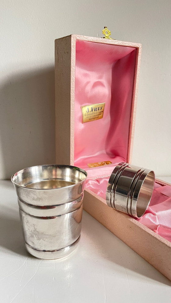 Image 1 of Silver-plated glass and napkin ring by UDNER