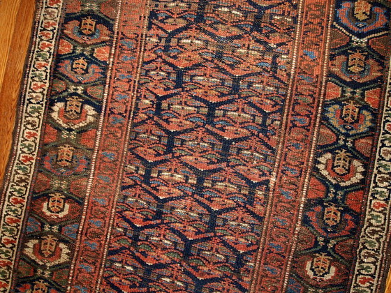 Image 1 of Handmade antique Persian Kurdish runner 3.3' x 11.7' (100cm x 356cm) 1900s - 1B431
