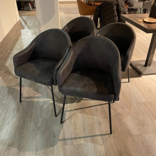 Bello Micro Leather Anthracite - 4 pieces – Pronto Wonen, eetkamerstoelen, Calfskin