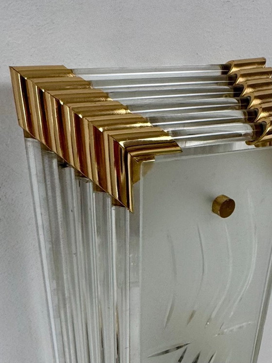 Image 1 of Vintage wall light in sandblasted glass and gold ABS, Italy, 1980