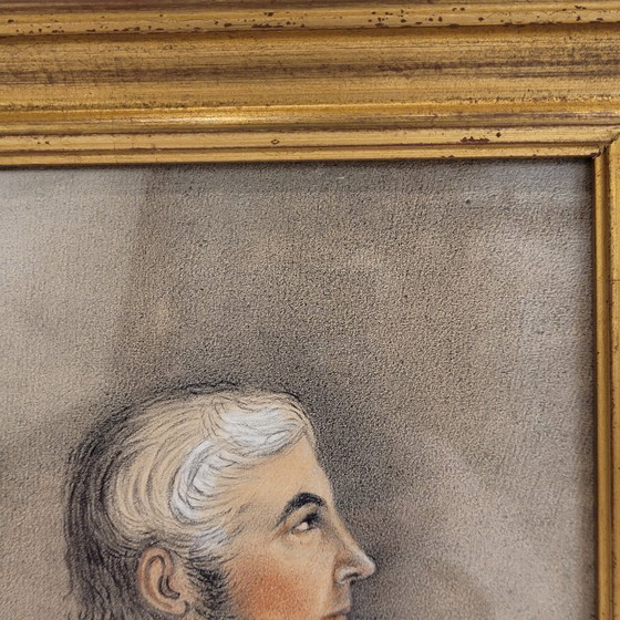 Image 1 of Dibujo Sobre Papel "Retrato Masculino de Perfil", P. S. XX - Francia