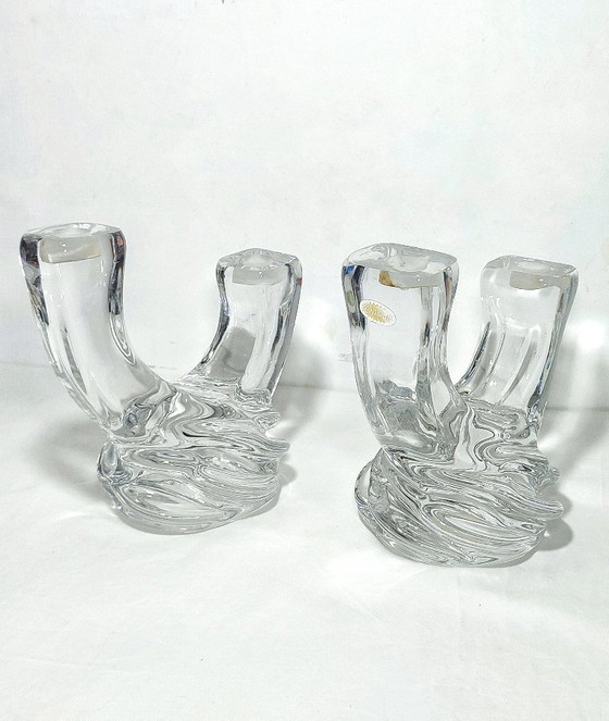 Image 1 of Pair of crystal candlesticks. Spain, 1970s.