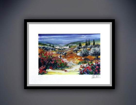 Image 1 of Ella Fort: "L'Arrivée." Hand signed, E.A. color lithograph.