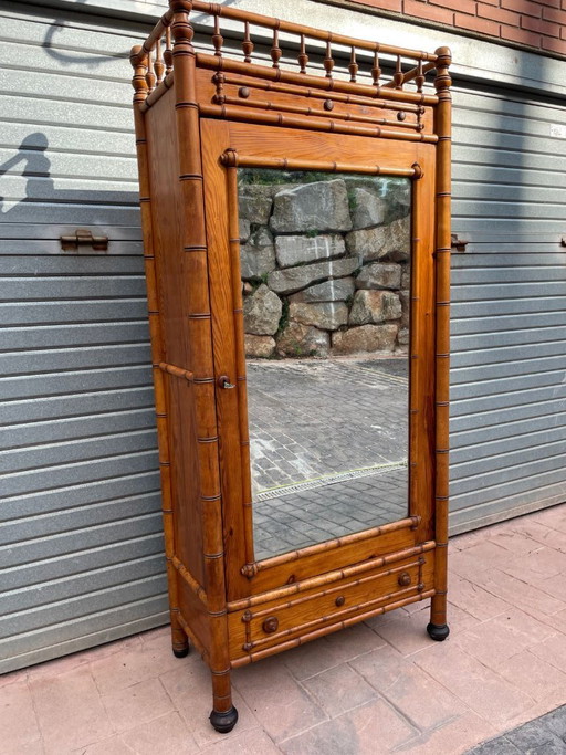 Armoire de rangement française imitation bambou, XIXe siècle