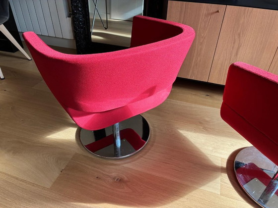 2x Allermuir A820 Calypso extreme swivel armchairs, Swivel chairs, Textile, Wool, Red (photo 14 of 17)