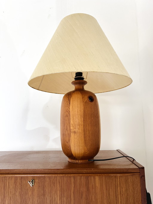 Vintage XL teak table lamp, Dyrlund '70s