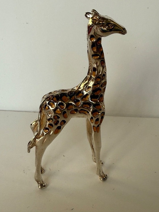 Image 1 of Giraffa in argento sterling smaltata Saturno