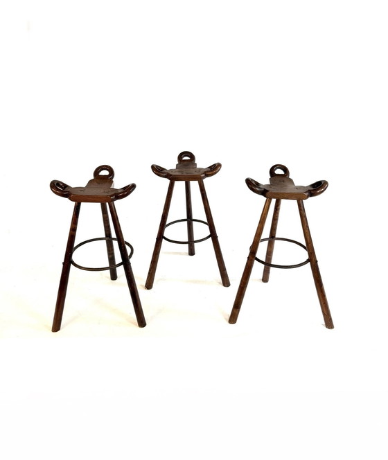 Image 1 of 3x tabourets de bar vintage 'Marbella', Conoform '60