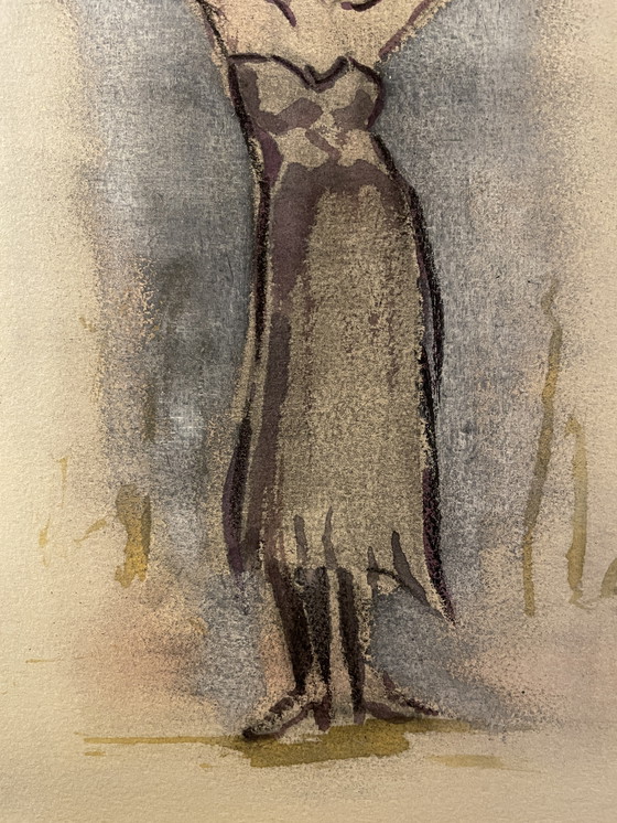 Image 1 of Fashion Sketch Portrait Woman "Haut de Forme