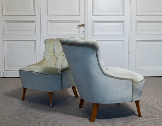 Image 1 of Paire de "chaises à pantoufles" suédoises des années 1940