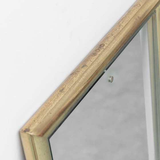 Specchio vintage con cornice in ottone e inserto in vetro trasparente – Design italiano anni '70 – Glass (photo 4 of 7)