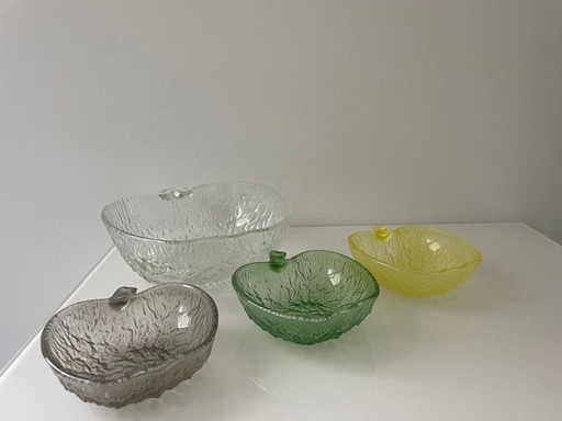 4 X Vintage Glass Bowls Apple Shape From Covetro Italia