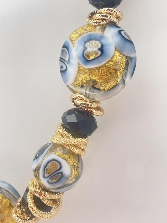 Image 1 of Collar de cristal de Murano hecho a mano con pan de oro de 24 kt.
