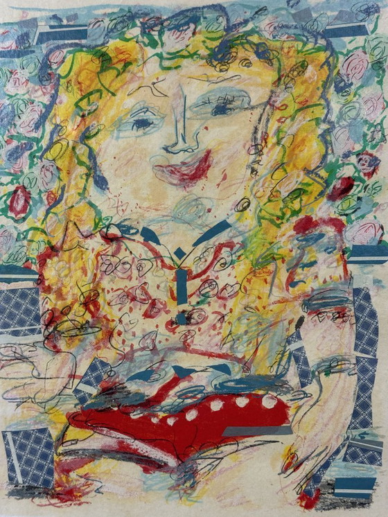 Image 1 of Nina on Holiday by Kees Salentijn, Screenprint (Silkscreen) on paper nr. 277/500. The Netherlands, 1970s.  