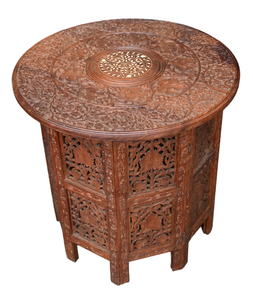 Vintage carved hardwood side table