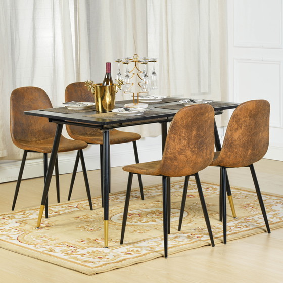 Image 1 of 4x Urban Meuble Chaises de Salle à Manger Scandinaves Vintage Suède Marron Rétro