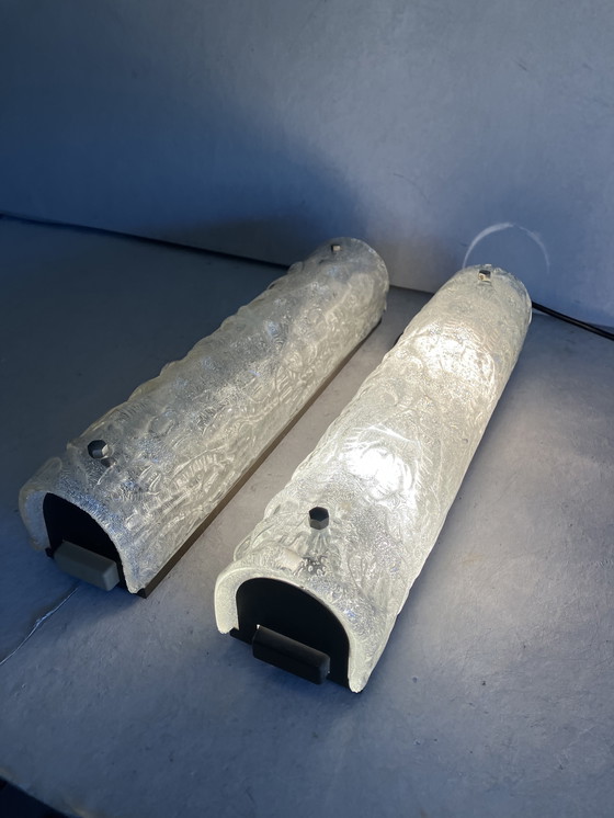 Image 1 of Lampade da parete in vetro ghiaccio vintage 1960 Lampade in vetro ghiaccio