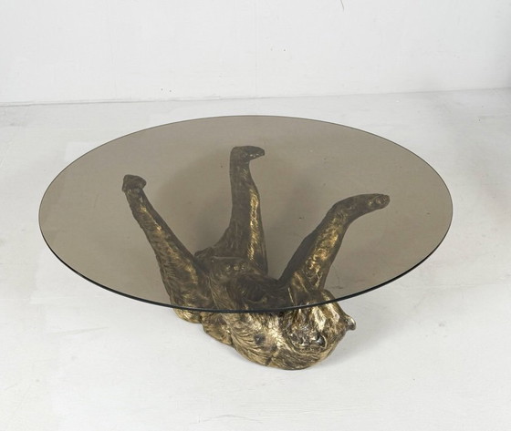 Image 1 of Tavolino scultoreo con figura di orso, Francia, anni '70