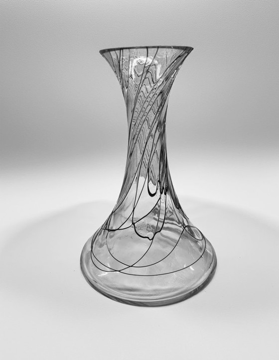 Image 1 of Nagel Glass – Paul Nagel – Deutschland: Wunderschöne Vase im Jugendstil, Klarglas