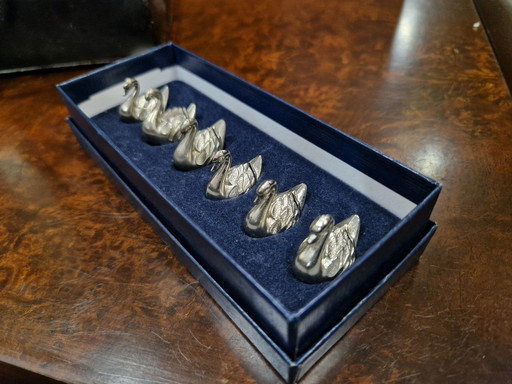 Set da 6 pezzi di porta biglietti da visita a forma di cigno