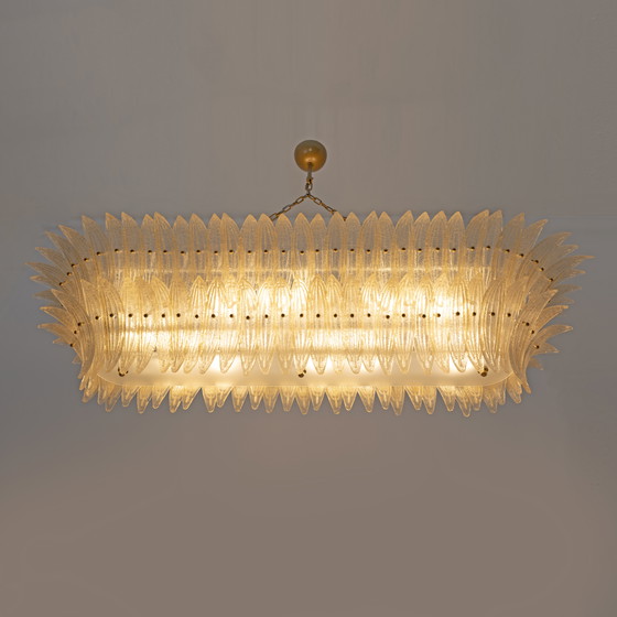 Image 1 of Mid Century Modern Italienischer Muranoglas und Messing Palmette Kronleuchter