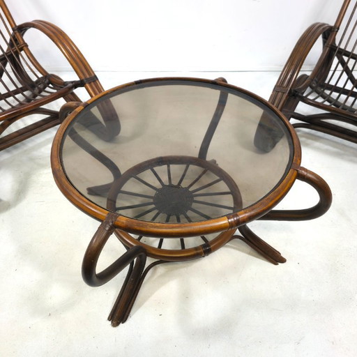Rattan lounge set 1960s Tito Agnoli Italian design
