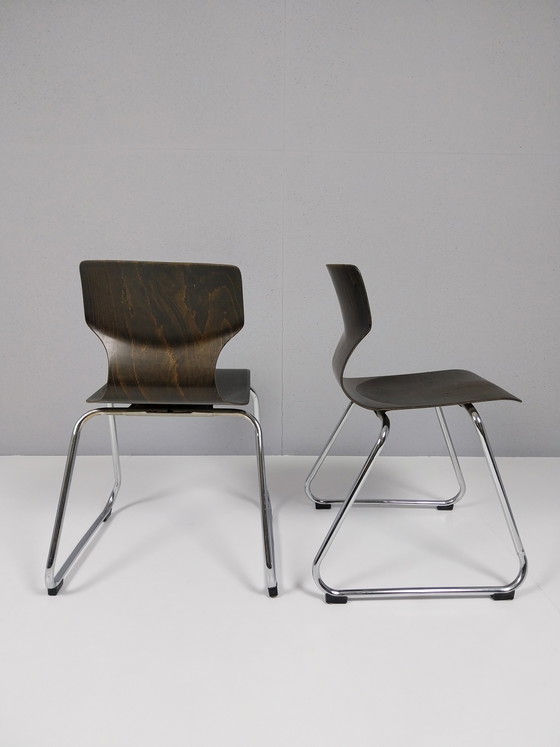 Image 1 of 10 x Vintage Vanerum Pagholz Stoelen, Jaren 60 - 70